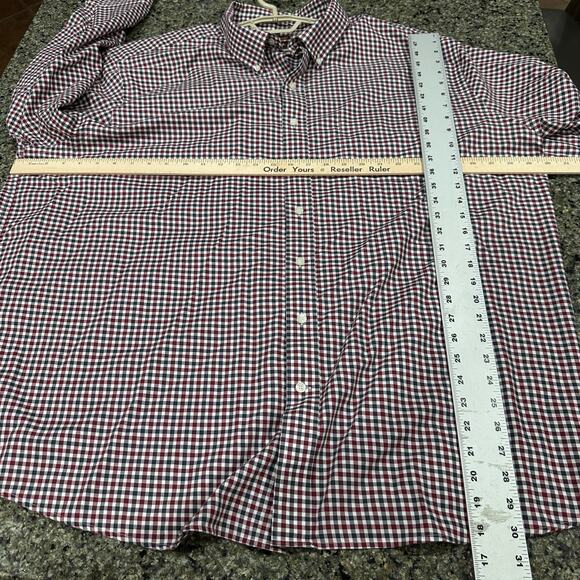 Oak Hill Button Down Shirt Men 3XL Red White Blue Plaid Wrinkle Free 100% Cotton - Picture 4 of 8